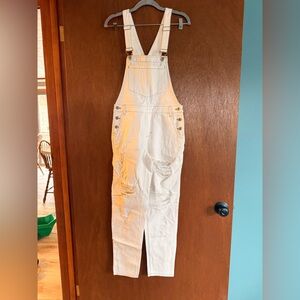 Dainty Hooligan Cream/White Distressed Overalls